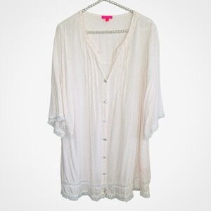 Betsey Johnson Y2k Retro Sleep Shirt Womens Medium Lace Coquette Feminine Pajama